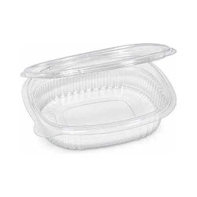 Vaschette ovali in plastica PET 120 ml con coperchio incernierato Cuki G0-120 - 50 pz