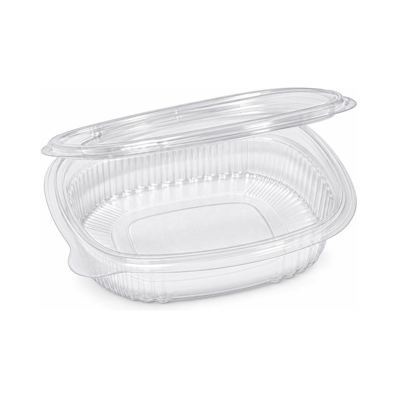 Vaschette ovali in plastica PET 150 ml con coperchio incernierato Cuki G0-150 - 50 pz