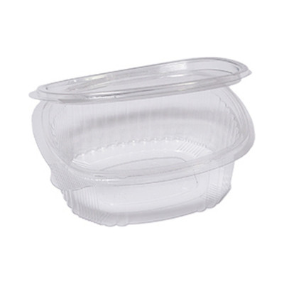 Vaschette ovali in plastica PET 250 ml con coperchio incernierato Cuki G0-250 - 50 pz
