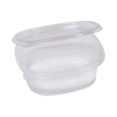 Vaschette ovali in plastica PET 500 ml con coperchio incernierato Cuki G1-500 - 50 pz