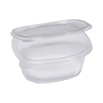 Vaschette ovali in plastica PET 750 ml con coperchio incernierato Cuki G2-750 - 50 pz