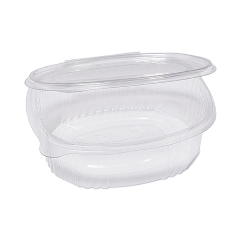 Vaschette ovali in plastica PET 1000 ml con coperchio incernierato Cuki G3-1000 - 50 pz