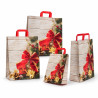 Shopper regalo in carta Merry Christmas con maniglie piatte rosse, varie misure Carpad