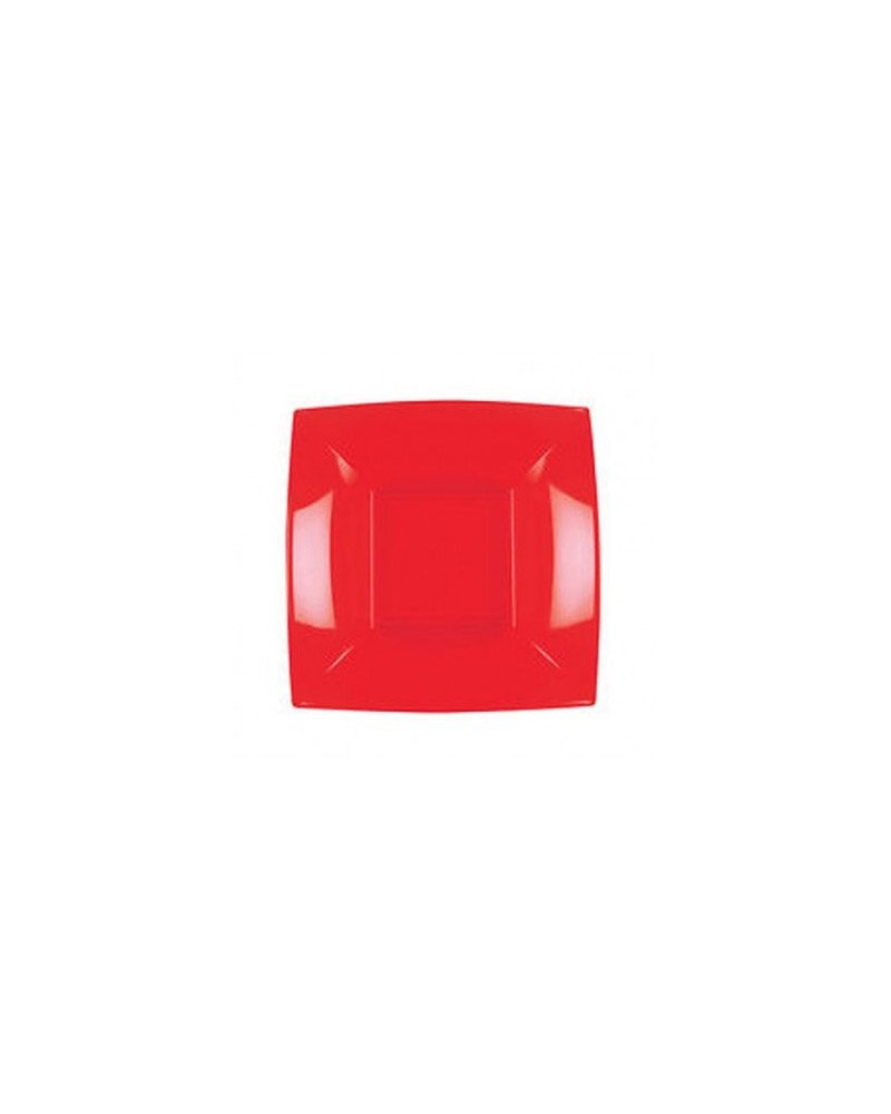 Piatto Fondo Quadrato Riutilizzabile Rosso 18cm - 25pz