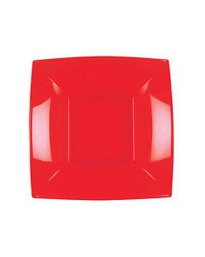 Piatto Fondo Quadrato Riutilizzabile Rosso 18cm - 25pz