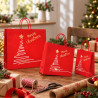 Shopper regalo in carta Xmas Tree J-fold con maniglie ritorte in cotone rosso, varie misure Carpad