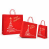 Shopper regalo in carta Xmas Tree J-fold con maniglie ritorte in cotone rosso, varie misure Carpad