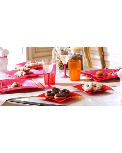 Piatto Dessert Quadrato Riutilizzabile Rosso 18cm - 25pz