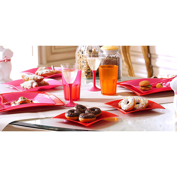 Piatto Piano Quadrato Riutilizzabile Rosso 29cm - 12pz