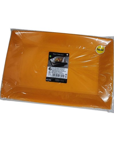 Piatto Piano Rettangolare Riutilizzabile Giallo Mango - 6pz