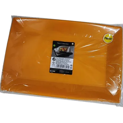 Piatti rettangolari riutilizzabili in polipropilene giallo mango 34,5x23 cm - 6 pz