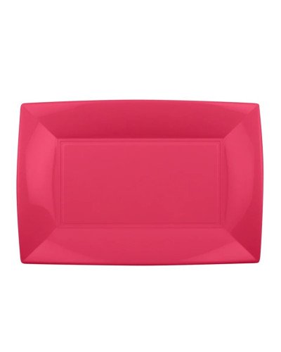 Piatto Piano Rettangolare Riutilizzabile Rosa Coral - 6pz