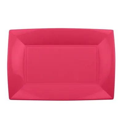 Piatti rettangolari riutilizzabili in polipropilene rosa coral 34,5x23 cm - 6 pz