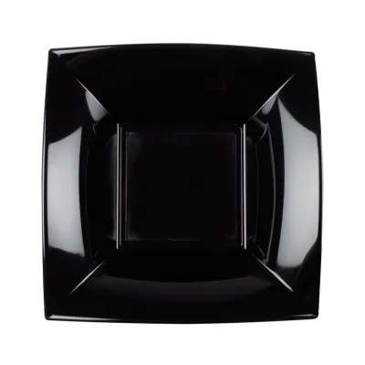 Piatti piani quadrati riutilizzabili in polipropilene neri 29 cm - 12 pz