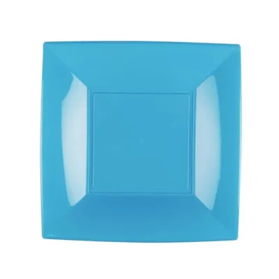 Piatti piani quadrati riutilizzabili in polipropilene turchese 23 cm - 25 pz