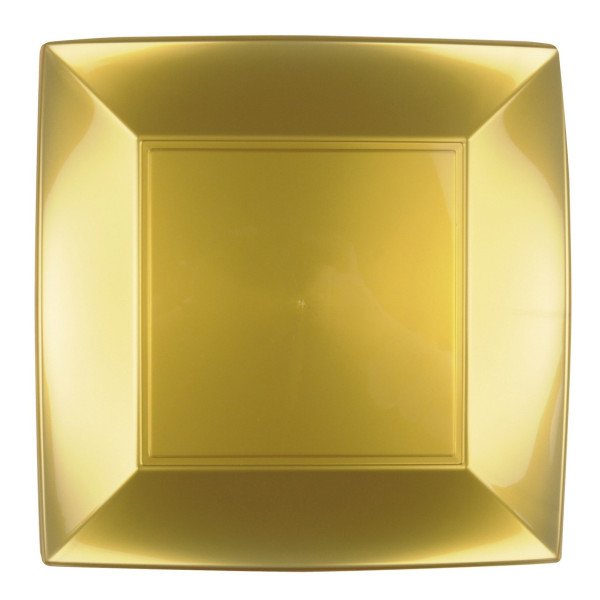 Piatto Dessert Quadrato Riutilizzabile Oro 18cm - 8pz
