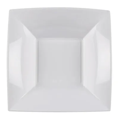 Piatti fondi quadrati riutilizzabili in polipropilene bianchi 18 cm - 8 pz