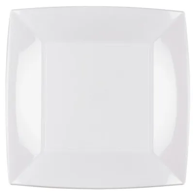 Piatti da dessert quadrati riutilizzabili in polipropilene bianchi 18 cm - 8 pz