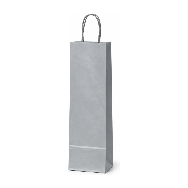 Busta portabottiglie in carta argento o oro con maniglie ritorte 14+8,5x39,5 cm Carpad