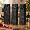 Busta portabottiglie Black Christmas nera con stampe oro assortite 10+9x39 cm Decoration Group