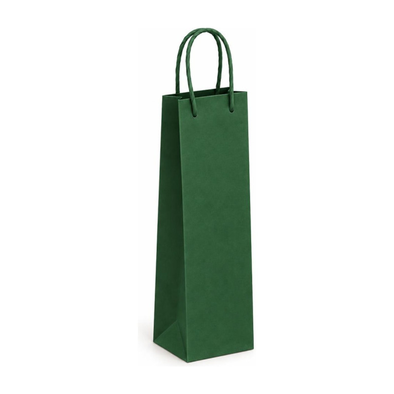 Busta portabottiglie in carta 16+7x39 cm con maniglia ritorta, 8 colori, per 1 bottiglia