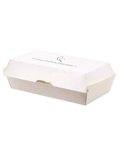 Scatole Hamburger Bio & Compostabile Bianco - 20,5x10,7cm - 25pz