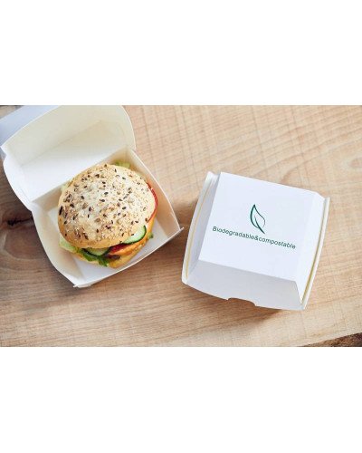 Scatole Hamburger Bio & Compostabile Bianco - 20,5x10,7cm - 25pz