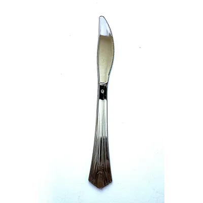 Coltelli di plastica riutilizzabili Elite argentati - 24 pz