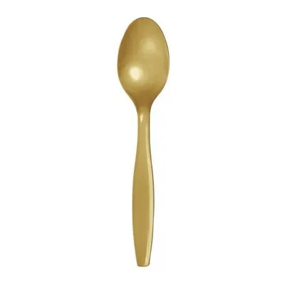 Cucchiai di plastica riutilizzabili Metal oro 18,5 cm - 50 pz