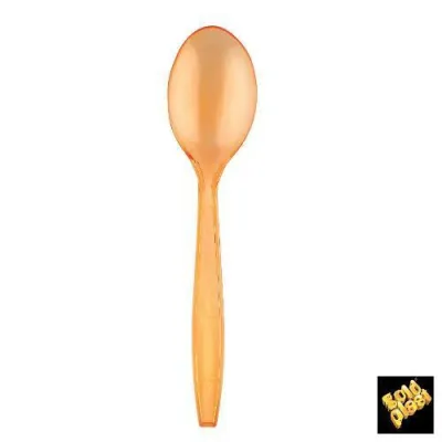 Cucchiai di plastica riutilizzabili arancio trasparenti 18,5 cm - 50 pz