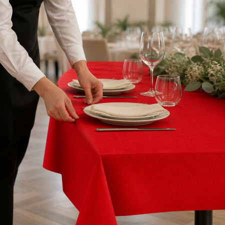 Tovaglia in TNT rossa 140x240 cm Linea Superior per tavolate e catering