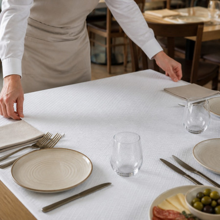 Tovaglie politenate impermeabili bianche goffrate 100x100 cm - 50 pz