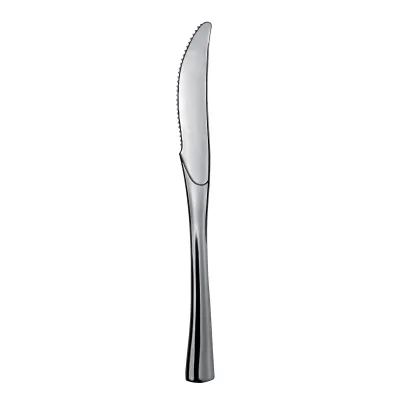 Coltelli di plastica riutilizzabili Metal argento 18,5 cm - 25 pz