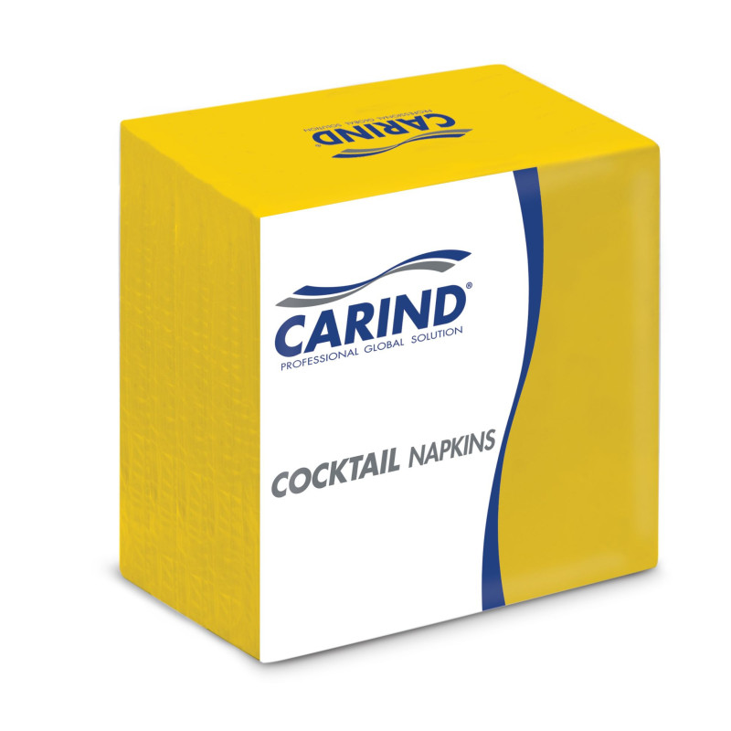 Tovaglioli di carta cocktail 24x24 cm doppio velo gialli - 100 pz