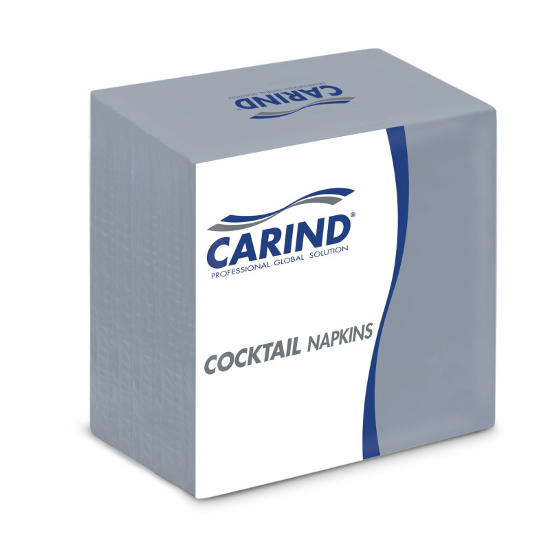 Tovaglioli di carta cocktail 24x24 cm doppio velo grigi - 100 pz