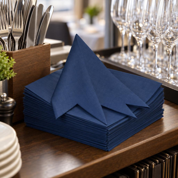 Tovaglioli airlaid effetto stoffa Tork Linstyle 39x39 cm blu notte - 50 pz
