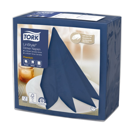 Tovaglioli airlaid effetto stoffa Tork Linstyle 39x39 cm blu notte - 50 pz