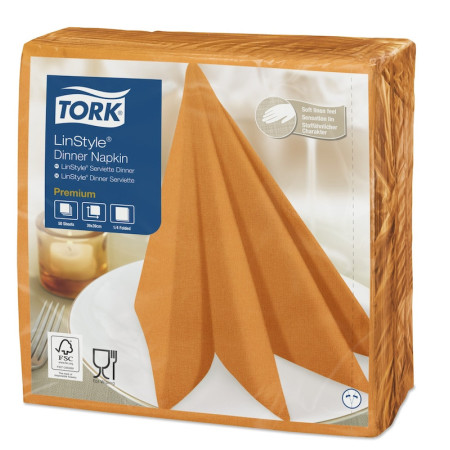 Tovaglioli airlaid effetto stoffa Tork Linstyle 39x39 cm arancio - 50 pz