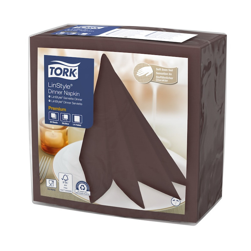 Tovaglioli airlaid effetto stoffa Tork Linstyle 39x39 cm marrone - 50 pz