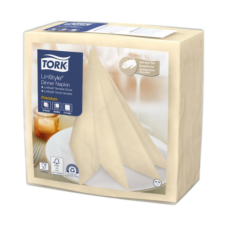 Tovaglioli airlaid effetto stoffa Tork Linstyle 39x39 cm crema - 50 pz