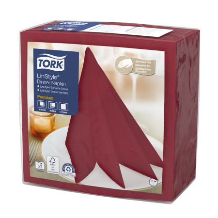 Tovaglioli airlaid effetto stoffa Tork Linstyle 39x39 cm bordeaux - 50 pz
