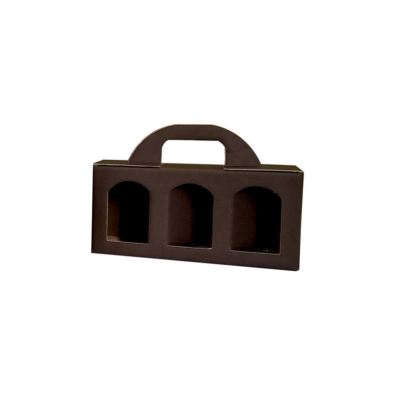 Cestello porta vasetti in cartoncino 3 posti alto marrone