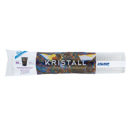 Bicchieri di plastica rigida trasparenti Kristall 250 ml - 50 pz