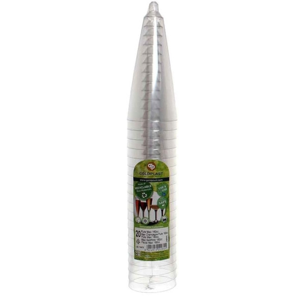 Flute in plastica trasparente 120 ml senza gambo - 20 pz