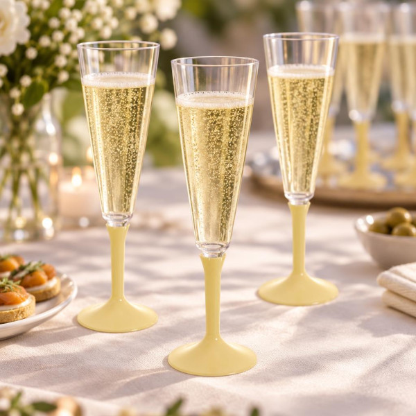 Gambi crema per flute, calici e coppe champagne in plastica - 20 pz