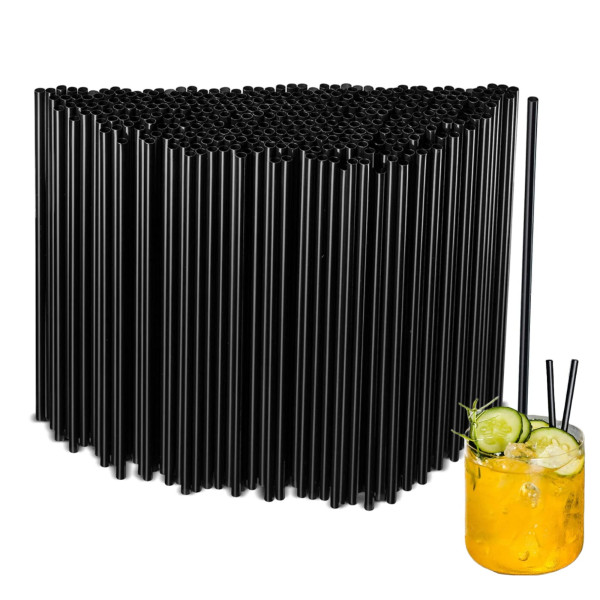 Cannucce compostabili in PLA nere per cocktail 21 cm - 500 pz
