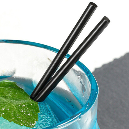 Cannucce compostabili in PLA nere per cocktail 13,5 cm - 1000 pz