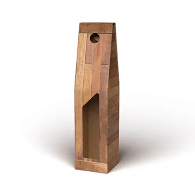 Scatola porta bottiglie in cartoncino 1 posto liscio linea Teak