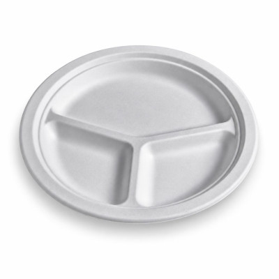 Piatti a 3 scomparti compostabili in polpa di cellulosa 26 cm - 50 pz