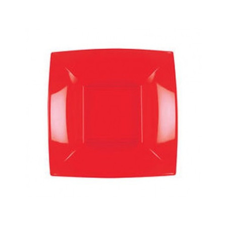 Piatti piani quadrati riutilizzabili in polipropilene rossi 29 cm - 12 pz